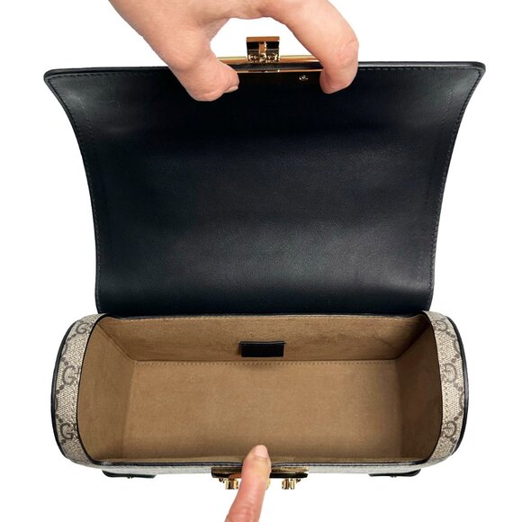 Gucci Padlock GG Supreme Bamboo Small Top Handle/ Shoulder Bag - Picture 6 of 13